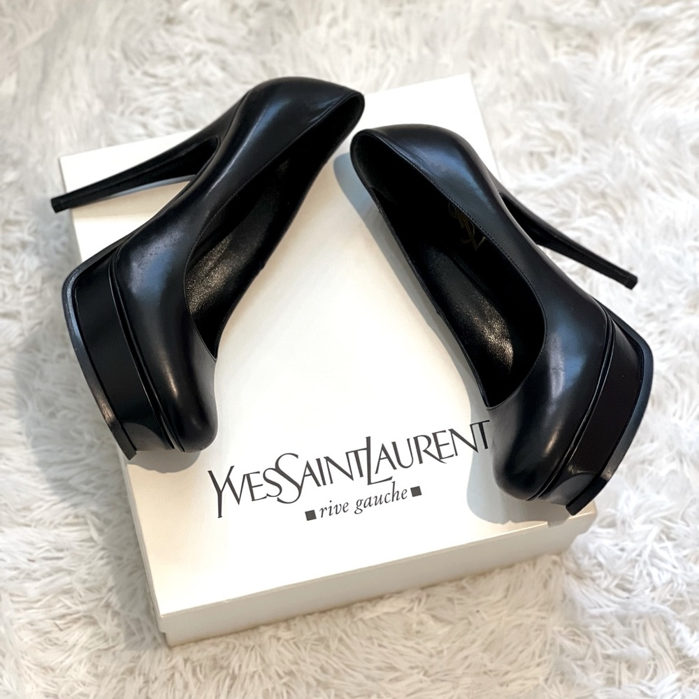 YSL black leather Tribute Two heels